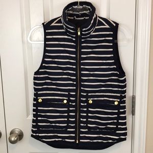 J Crew Excursion Vest Navy & Cream Stripe EUC